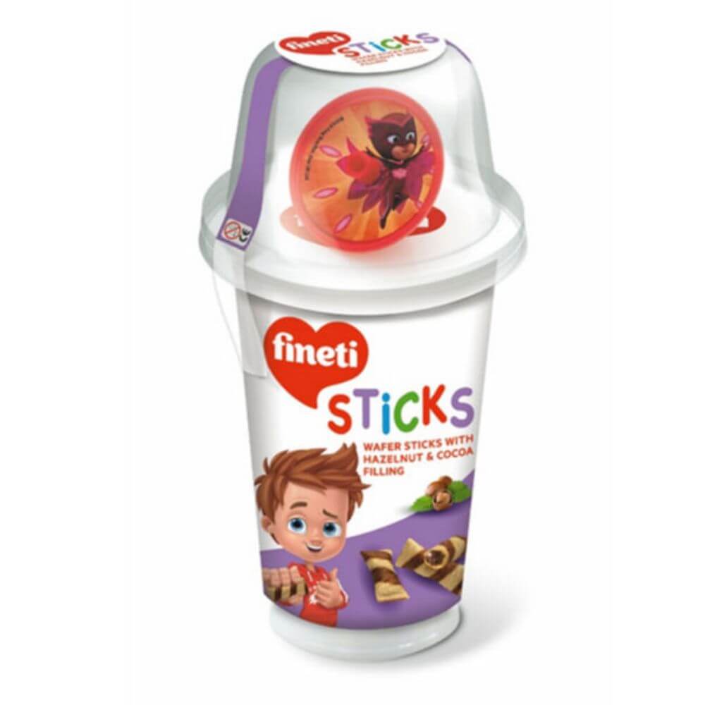 Napolitane cu Crema de Ciocolata Fineti Sticks Kids, 45 g, 8 Buc/Cutie