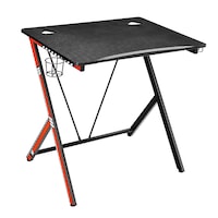 birou gaming multifunctional mr ironstone cadru metalic blat mdf laminat 80x60 cm inaltime 76 cm suporti pahar si casti negru-rosu imagen 35_0_
0