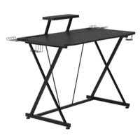birou gaming multifunctional cu suport monitor mr ironstone cadru metalic blat mdf 106x60 cm inaltime 76 cm suporti pahare casti boxe negru imagen 28_0_
0