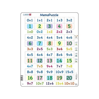 Puzzle maxi Memo cu adunari cu numere intre 0 si 20, orientare tip portret, 40 de piese, Larsen Puzzle maxi Memo cu adunari cu numere intre 0 si 20, orientare tip portret, 40 de piese, Larsen