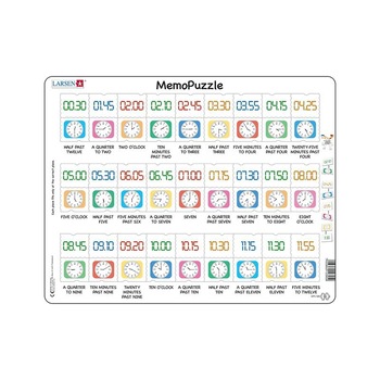 Puzzle maxi Memo Invatam Timpul, orientare tip vedere,54 de piese, Larsen Puzzle maxi Memo Invatam Timpul, orientare tip vedere,54 de piese, Larsen