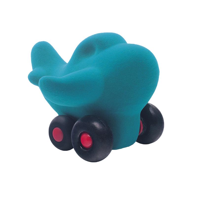 Jucarie cauciuc natural Charles avionul, medie, turquoise, Rubbabu