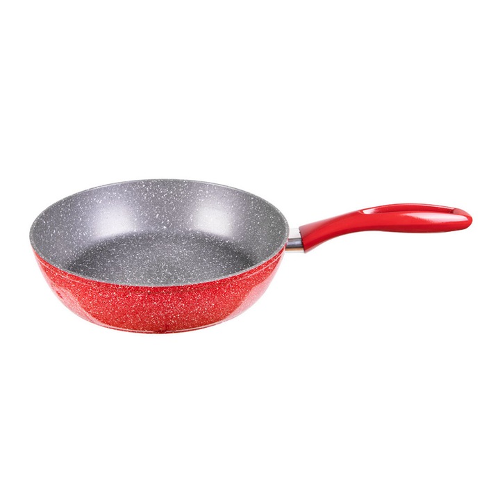 Тиган дълбок Voltz V54419A26D, 26 см, Мраморно покритие, Индукция, Червен