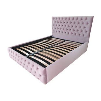 Pat tapitat Classmob Kirra, 180x200cm,somiera metalica rabatabila,lada depozitare,roz Pat tapitat Classmob Kirra, 180x200cm,somiera metalica rabatabila,lada depozitare,roz