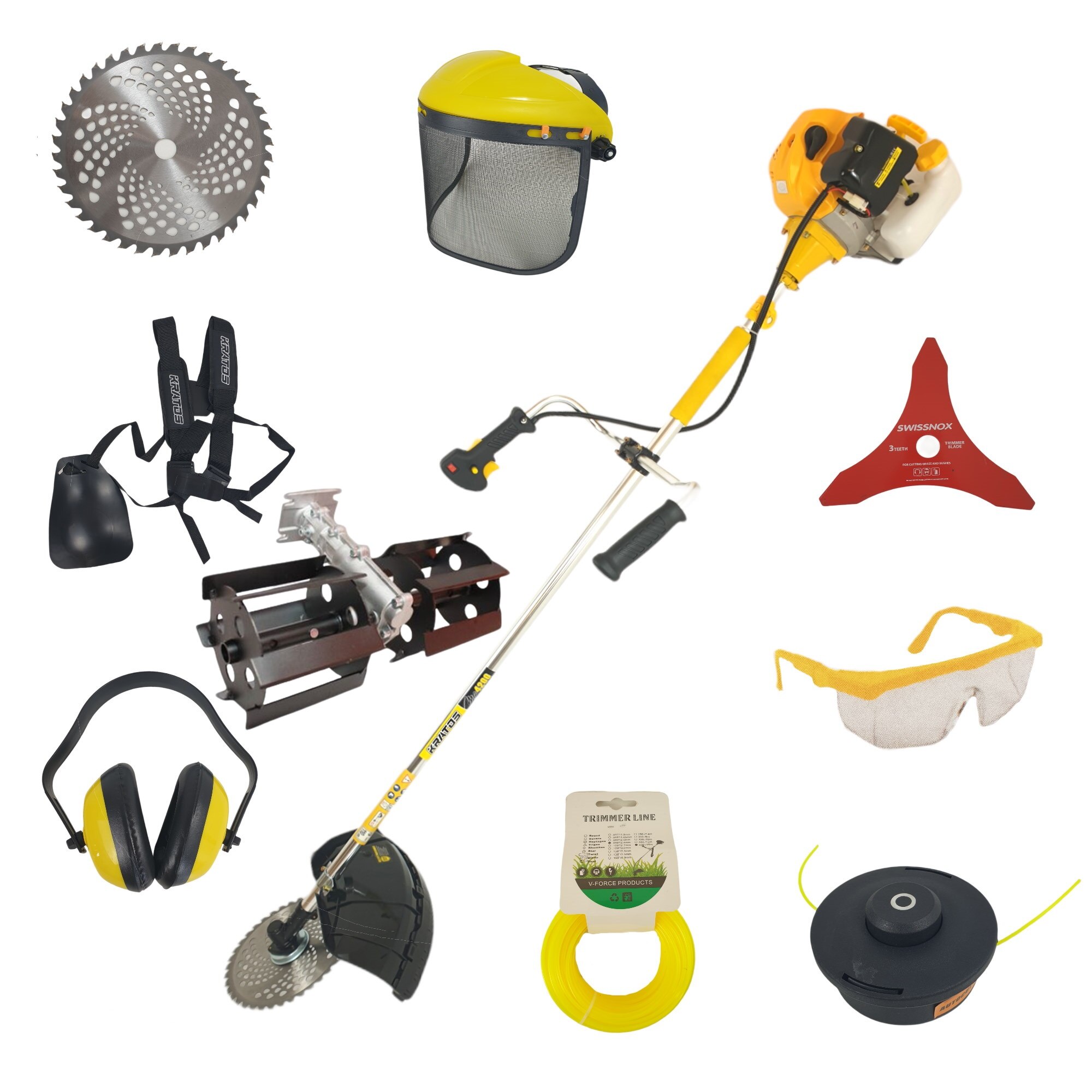 Motocoasa pe benzina Kratos MC4200 5 Cp, 10000 Rpm, 9 accesorii incluse (accesorii si prasitoare)