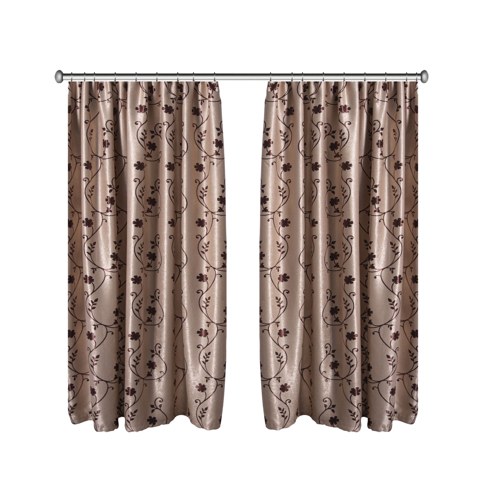 Set doua draperii Black-out Floricele Maro 2x200x260 cm, cu rejansa