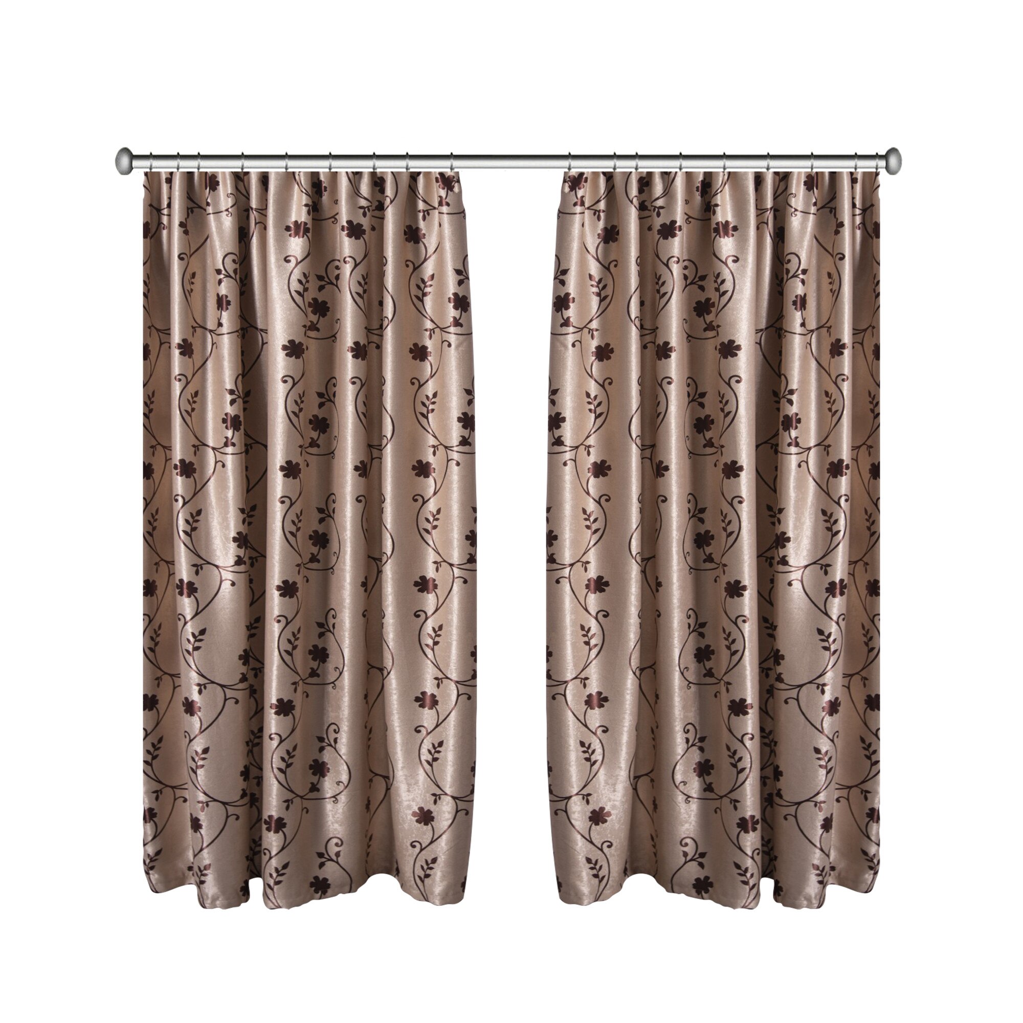 Set doua draperii Black-out Floricele Maro 2x150x225 cm, cu rejansa