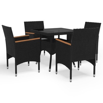 Set mobilier de gradina din 5 piese cu perne vidaXL, Poliratan, 80 x 80 x 75 cm , Negru/Maro Set mobilier de gradina din 5 piese cu perne vidaXL, Poliratan, 80 x 80 x 75 cm , Negru/Maro