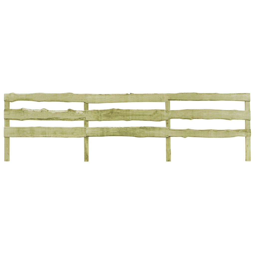 Set de 3 panouri de gard de gradina cu 3 traverse, vidaXL, Lemn de pin, 510 x 120 cm, Maro