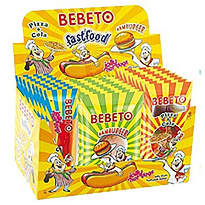 Jeleu gumat cu diverse forme cu aroma de fructe, 24 x 30 g, Bebeto