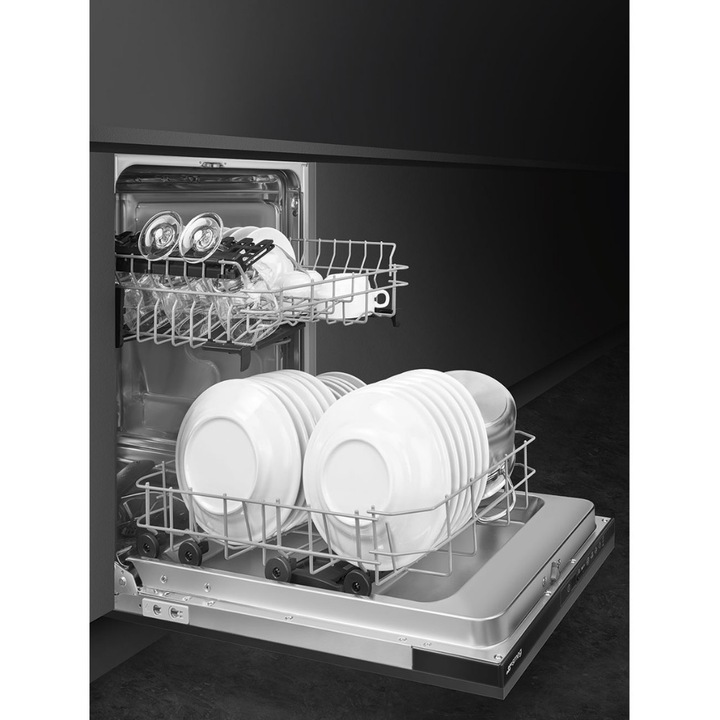 Teljesen beépíthető mosogatógép Smeg ST4512IN, 45 cm., 9 szett, 5 program, F energiaosztály, szürke