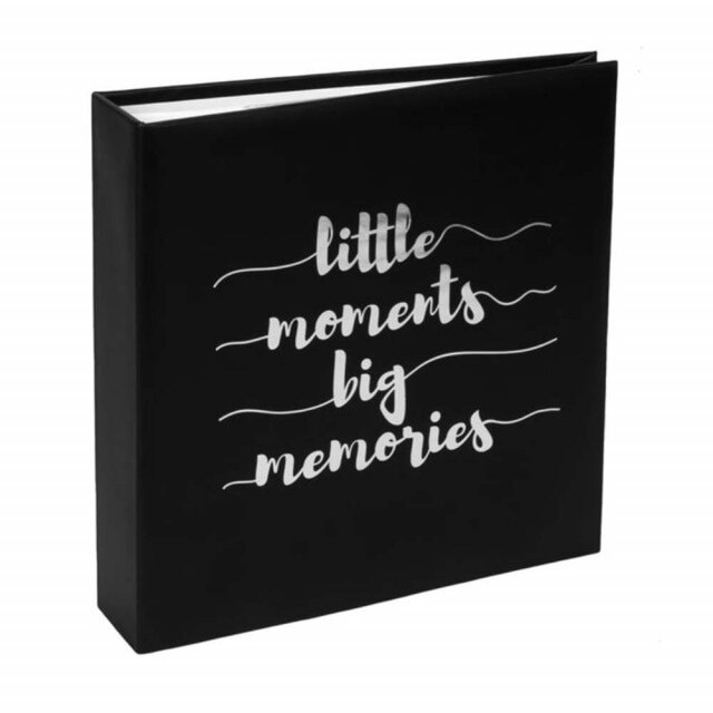 Album foto negru, Little moments big memories, 22,5 x 22,5 cm, 200 poze, Pufo
