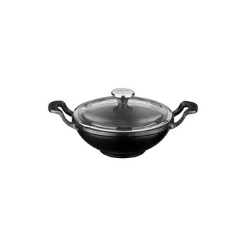 Wok cu capac sticla, 16 cm, fonta, negru - LAVA Wok cu capac sticla, 16 cm, fonta, negru - LAVA