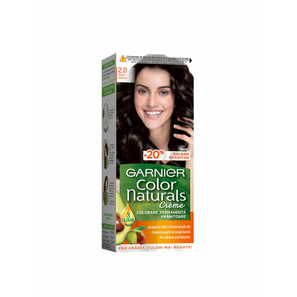 Vopsea Permanenta de Par 2.0 Negru Abanos, Garnier Color Naturals, 110 ml