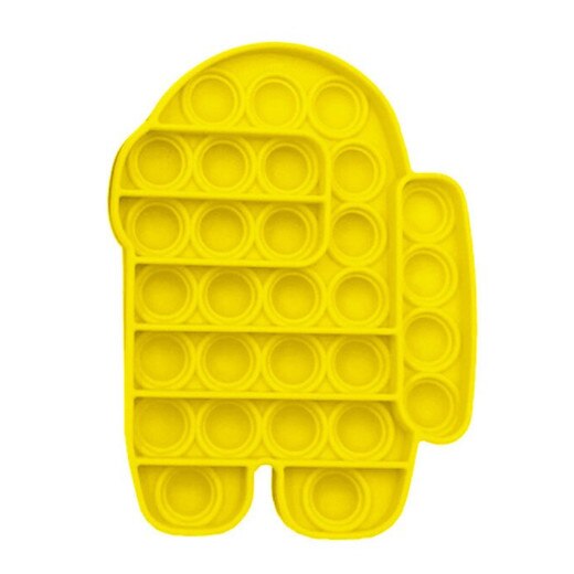 Jucarie antistres din silicon, Pop it now, forma Among Us, galben, 13 cm, Urban Trends ®