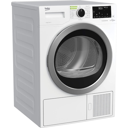 Uscator de rufe Beko DH9519GU, Pompa de caldura, 9 kg, Clasa A+++, 15 programe, HygieneShield, UV Hygienic Drying/Refresh, Motor ProSmart Inverter, OptiSense, Alb