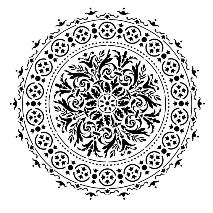 Sablon 3D, Baroque Mandala, 50x50 cm, reutilizabil, plastic, alb