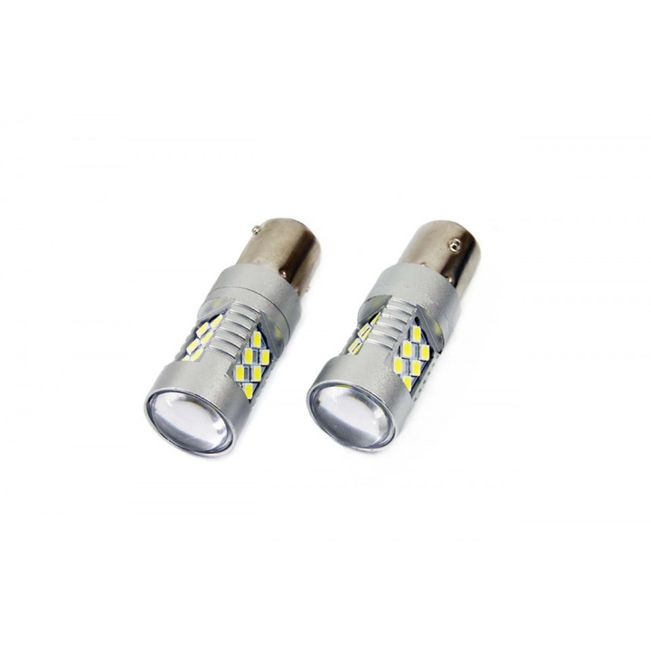 Amio LED-SMD izzó készlet, 12 / 24V, P21W (BA15S) Canbus, 2db