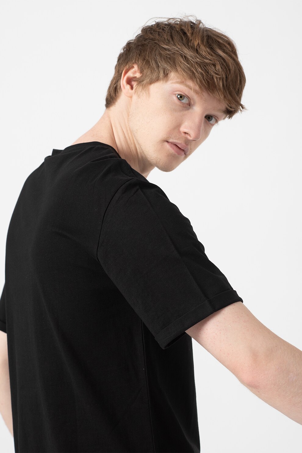Haily's, Tricou cu decolteu la baza gatului Mario, Negru, S