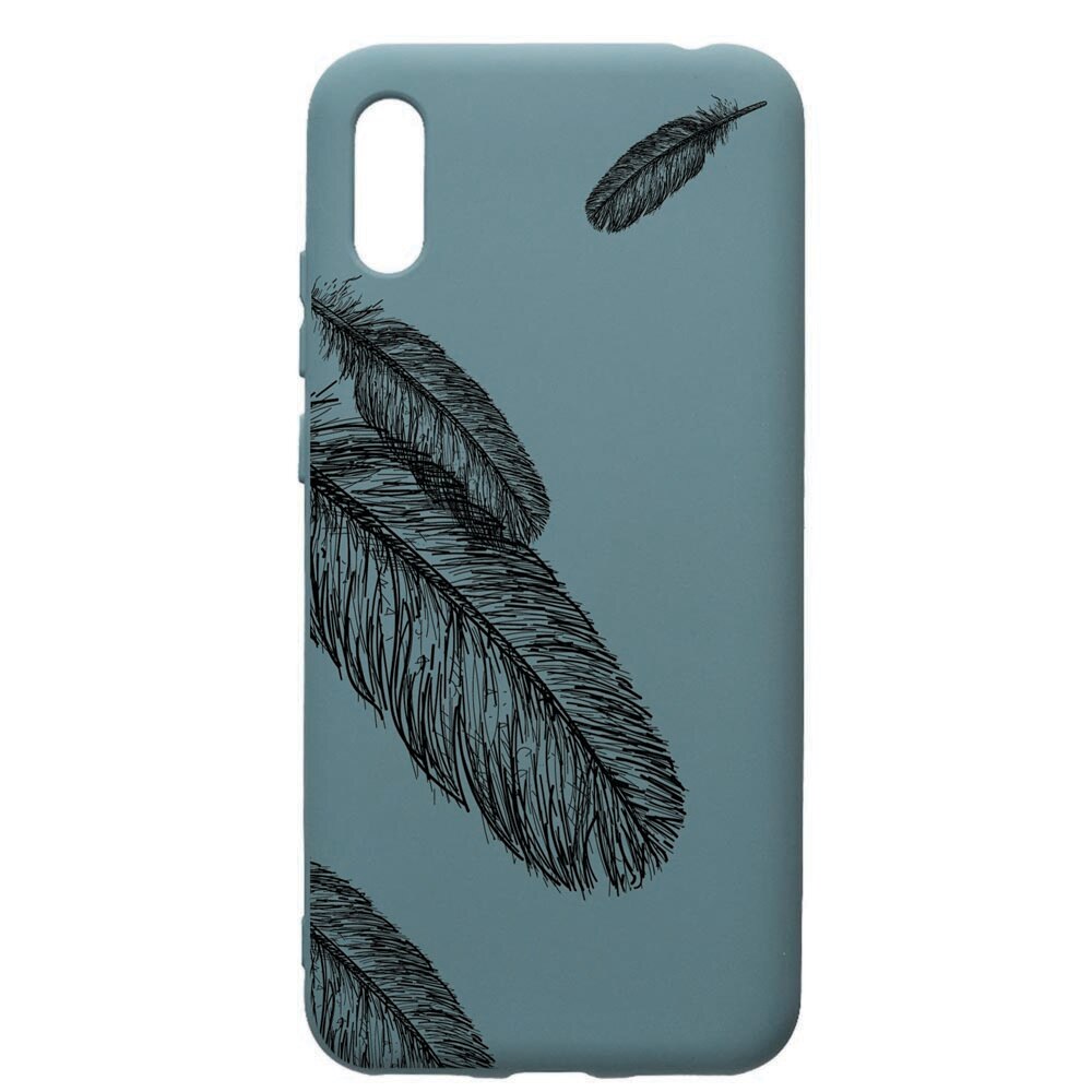 Husa Premium Silicon Compatibila Cu Huawei Y6 2019, Feather, cu interiorul din material textil, protectie camera, Cornflower, PCF18