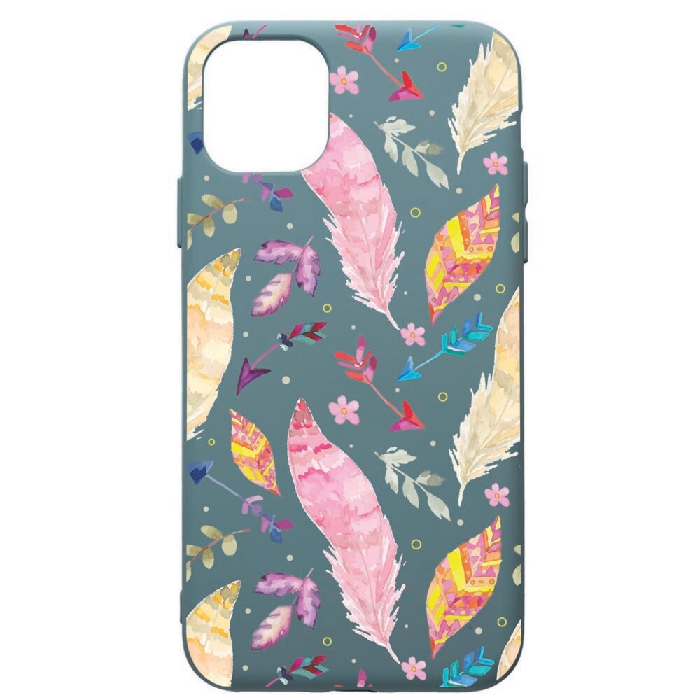 Husa Premium Silicon Compatibila Cu Apple iPhone 11 Pro Max, Happy Feathers, cu interiorul din material textil, protectie camera, Cornflower, PCF68