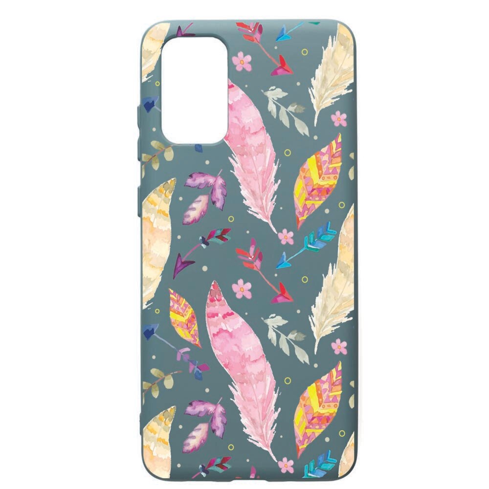 Husa Premium Silicon Compatibila Cu Samsung Galaxy S20 Plus, Happy Feathers, cu interiorul din material textil, protectie camera, Cornflower, PCF68