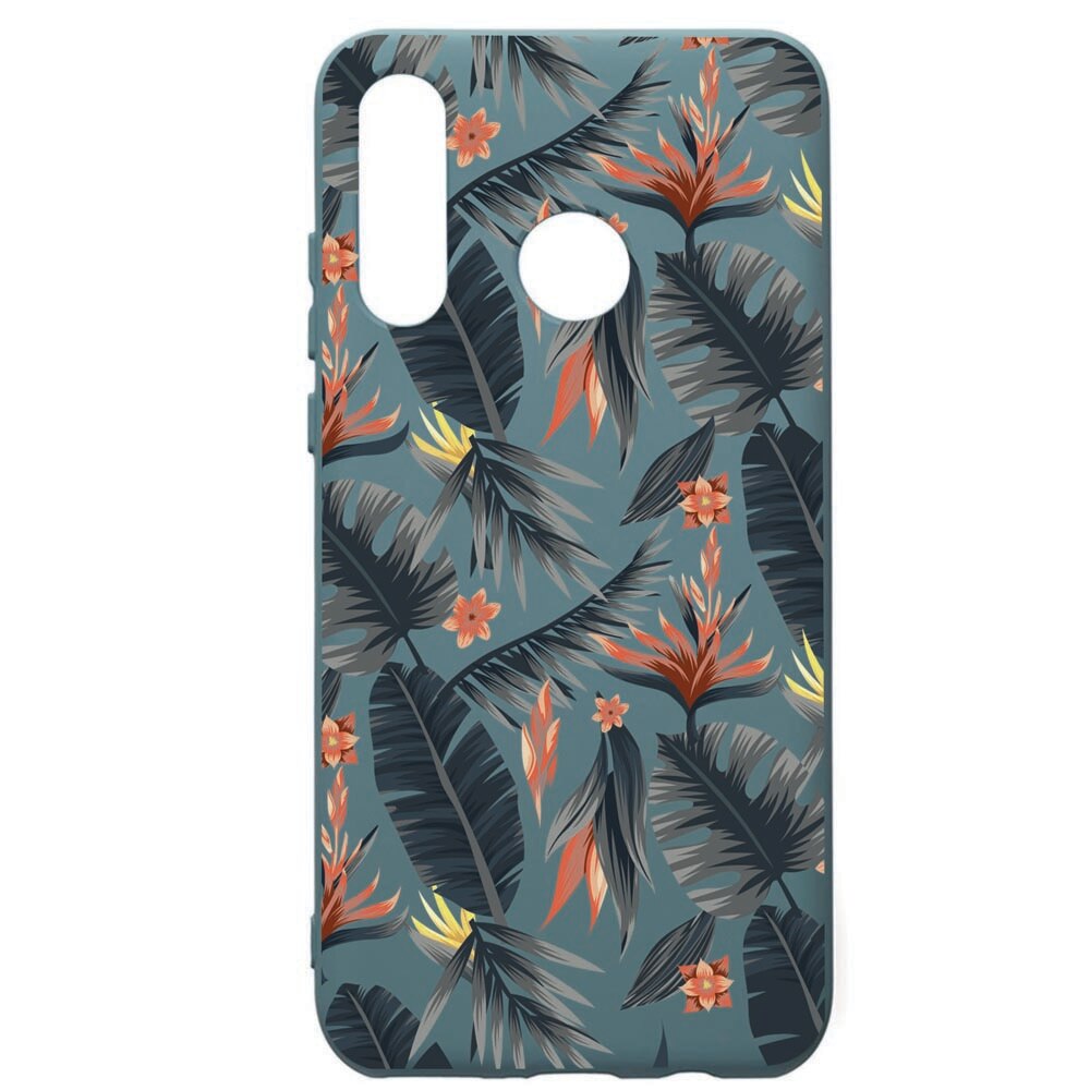 Husa Premium Silicon Compatibila Cu Huawei P30 Lite, Tropical Pattern, cu interiorul din material textil, protectie camera, Cornflower, PCF88