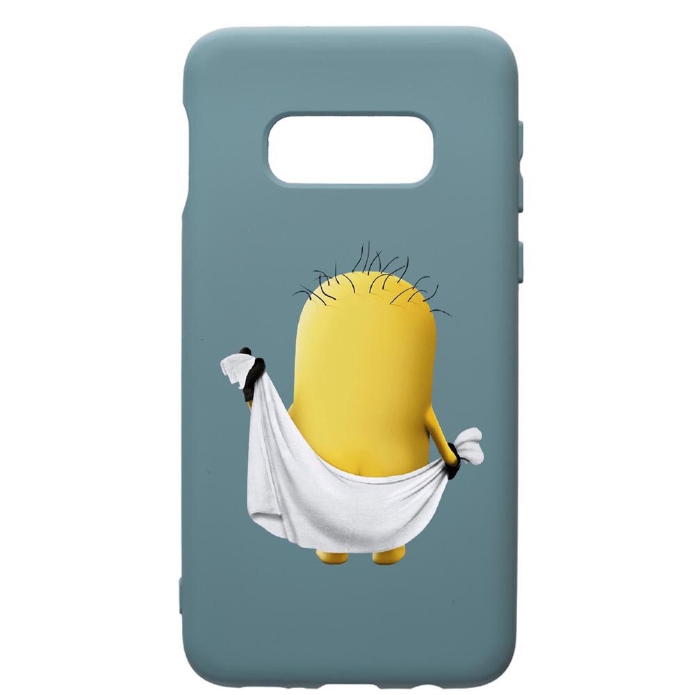 Husa Premium Silicon Compatibila Cu Samsung Galaxy S10E, Cartoon Minion, cu interiorul din material textil, protectie camera, Cornflower, PCF219