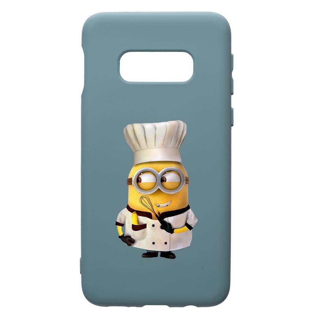 Husa Premium Silicon Compatibila Cu Samsung Galaxy S10, Minion Chef, cu interiorul din material textil, protectie camera, Cornflower, PCF215