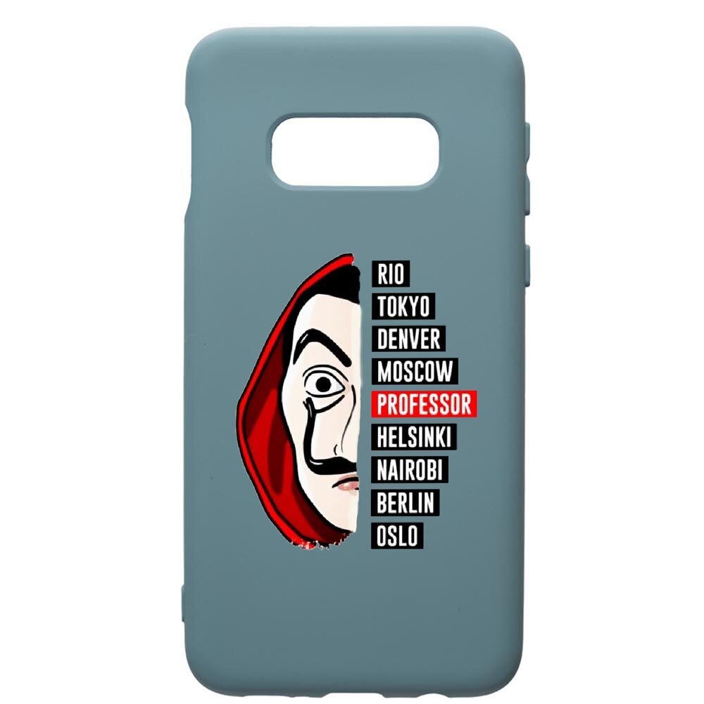 Husa Premium Silicon Compatibila Cu Samsung Galaxy S10E, La Casa De Papel, cu interiorul din material textil, protectie camera, Cornflower, PCF302