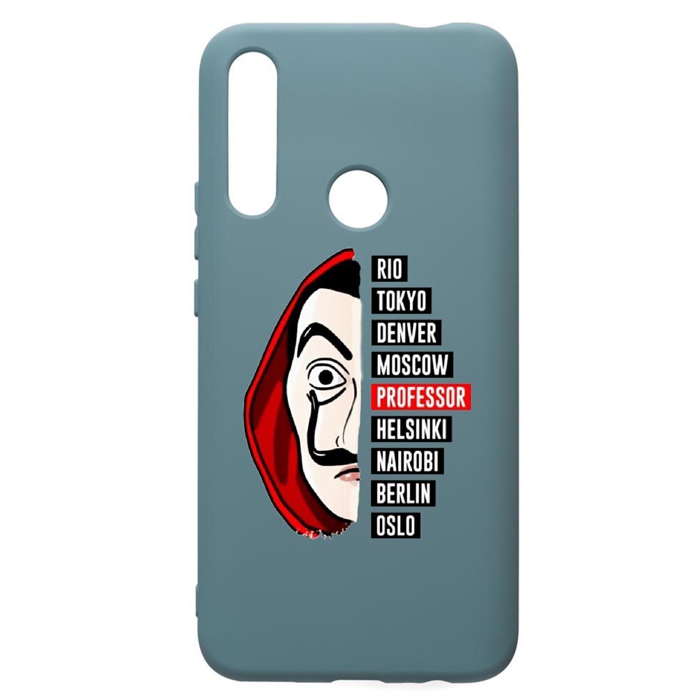 Husa Premium Silicon Compatibila Cu Huawei Y7 2019, La Casa De Papel, cu interiorul din material textil, protectie camera, Cornflower, PCF302