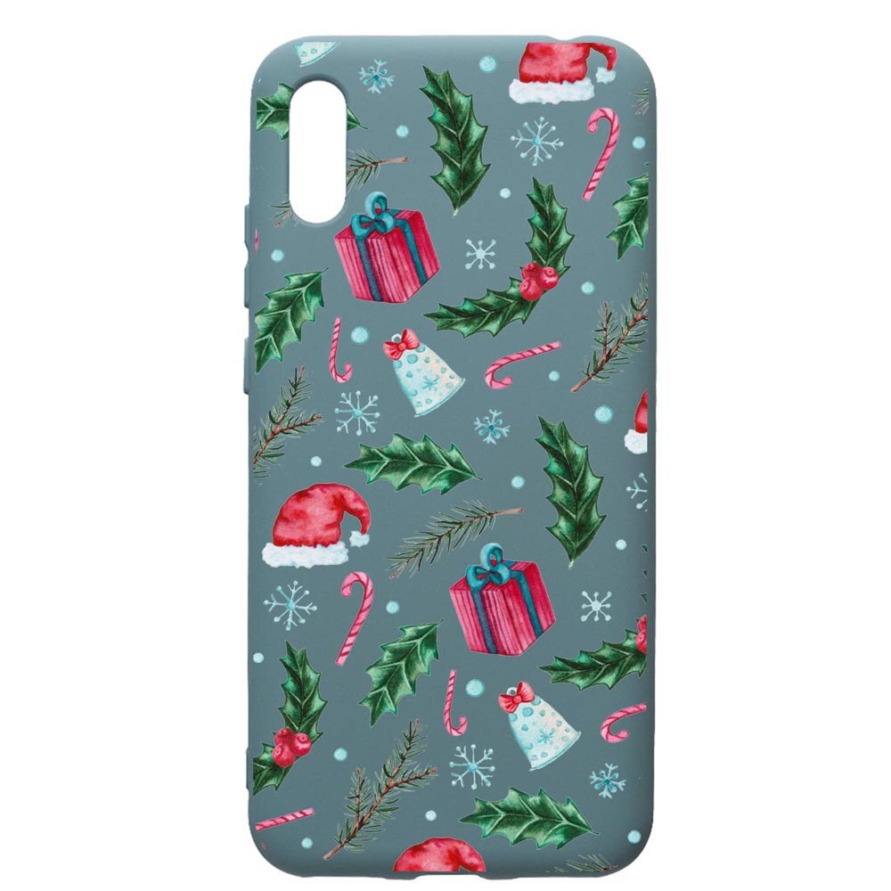 Husa Premium Silicon Compatibila Cu Huawei Y6 2019, Xmas, cu interiorul din material textil, protectie camera, Cornflower, PCF314