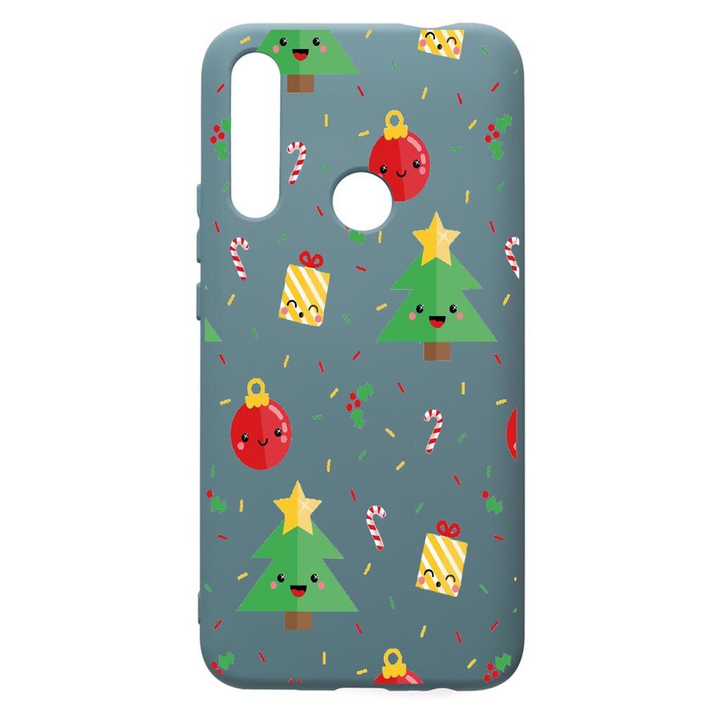 Husa Premium Silicon Compatibila Cu Huawei Y7 2019, Xmas, cu interiorul din material textil, protectie camera, Cornflower, PCF309