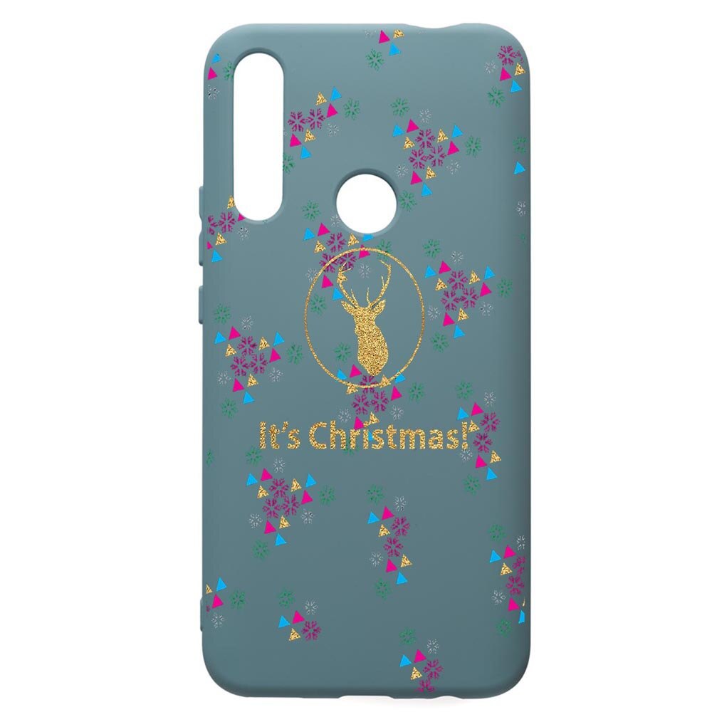 Husa Premium Silicon Compatibila Cu Huawei Y7 2019, Xmas, cu interiorul din material textil, protectie camera, Cornflower, PCF313
