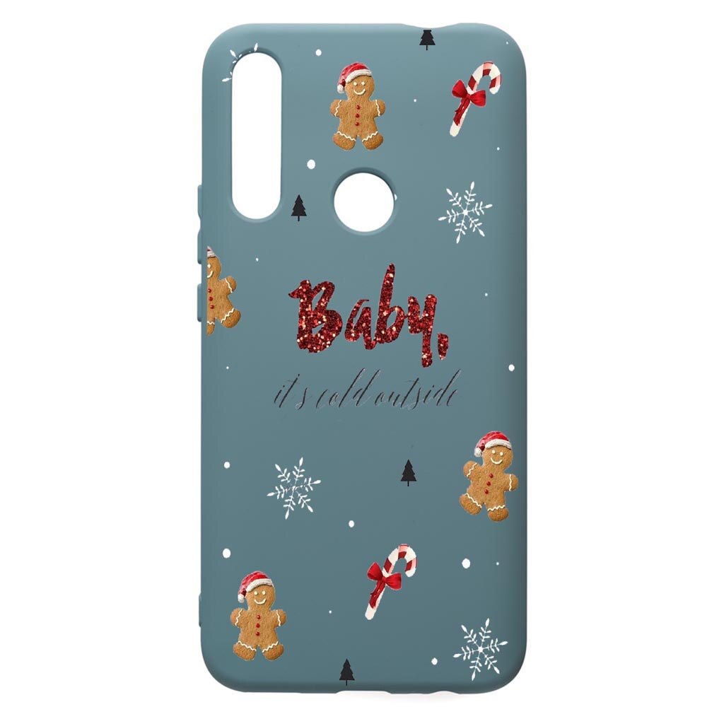 Husa Premium Silicon Compatibila Cu Huawei Y7 2019, Xmas, cu interiorul din material textil, protectie camera, Cornflower, PCF319