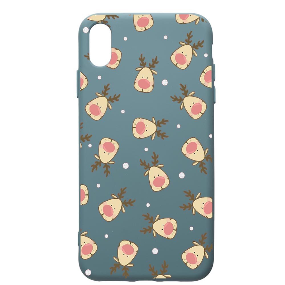 Husa Premium Silicon Compatibila Cu Apple iPhone XS Max, Xmas Reindeer, cu interiorul din material textil, protectie camera, Cornflower, PCF349