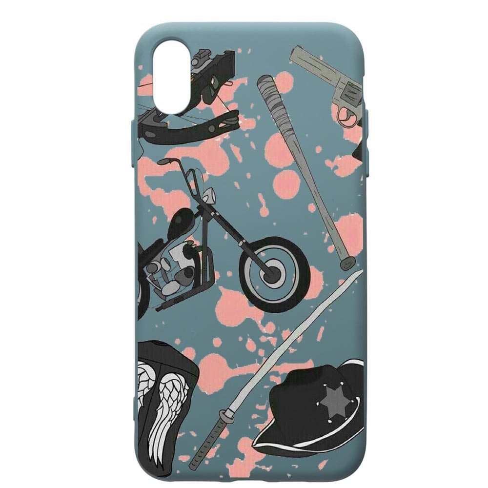 Husa Premium Silicon Compatibila Cu Apple iPhone XS Max, The Walking Dead, cu interiorul din material textil, protectie camera, Cornflower, PCF307