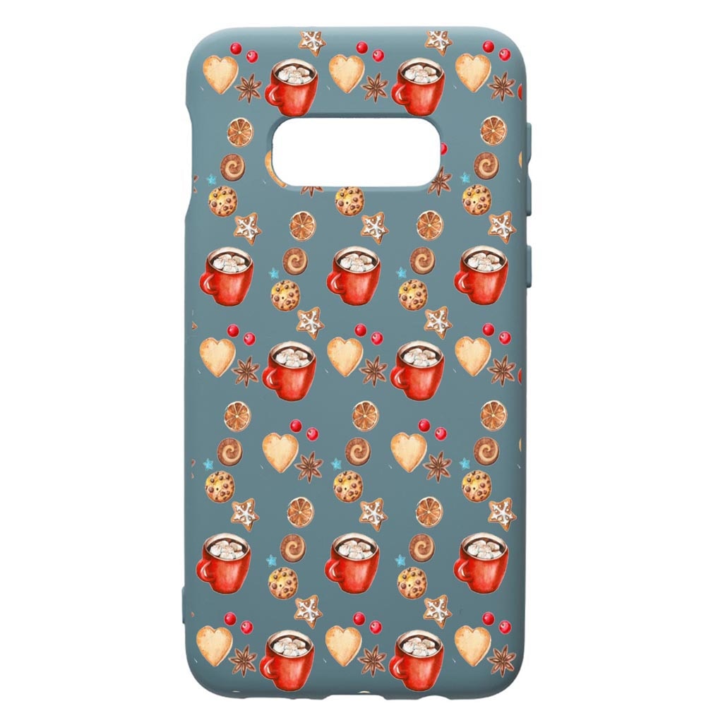 Husa Premium Silicon Compatibila Cu Samsung Galaxy S10E, Xmas Coffee, cu interiorul din material textil, protectie camera, Cornflower, PCF343