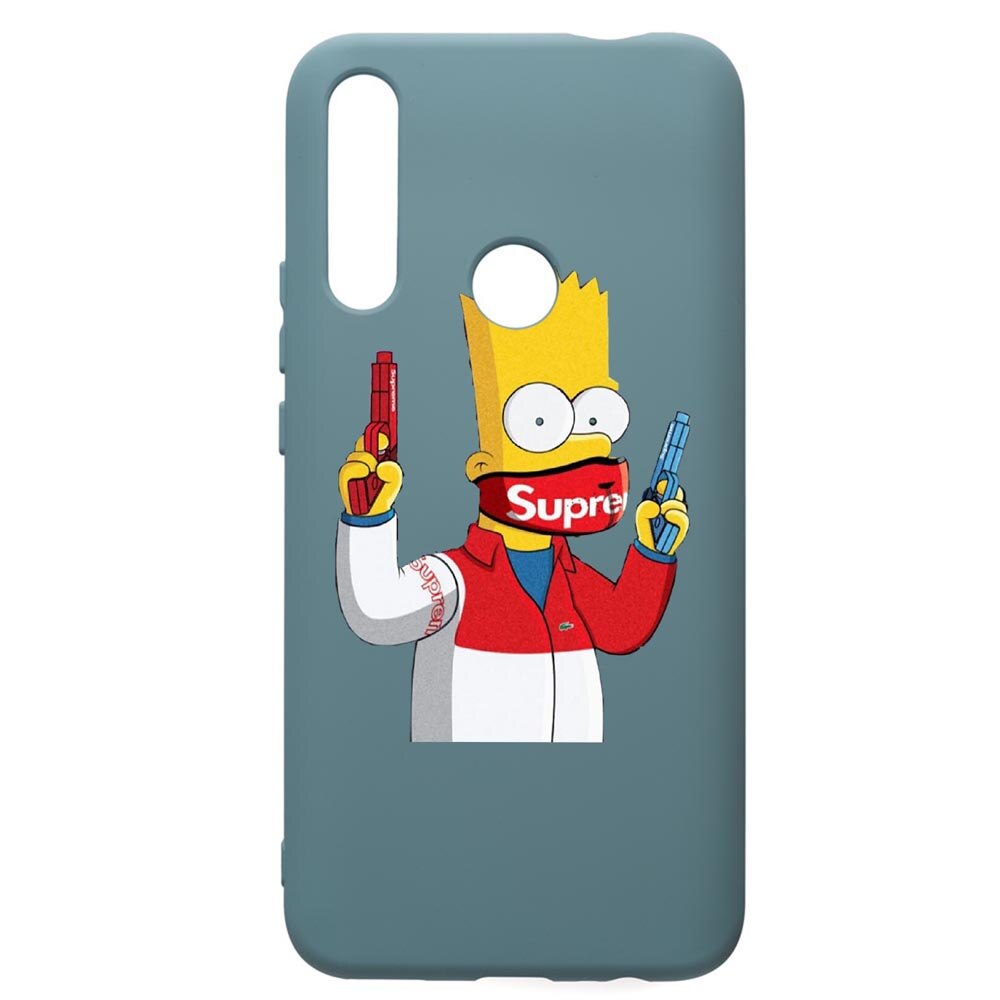 Husa Premium Silicon Compatibila Cu Huawei Y7 2019, Supreme, The Simpsons, cu interiorul din material textil, protectie camera, Cornflower, PCF270