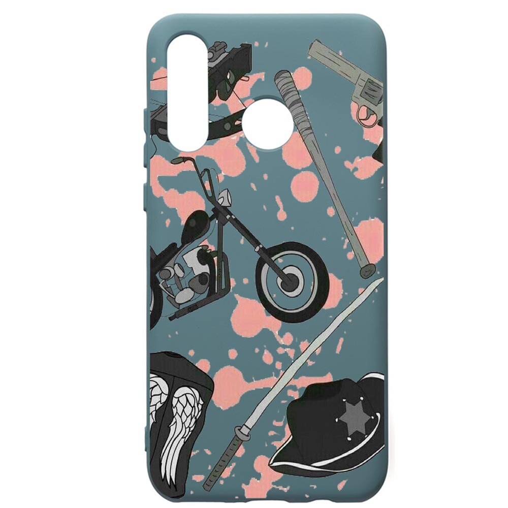 Husa Premium Silicon Compatibila Cu Huawei P30 Lite, The Walking Dead, cu interiorul din material textil, protectie camera, Cornflower, PCF307