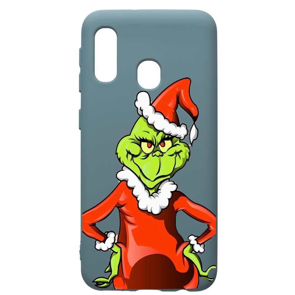 Husa Premium Silicon Compatibila Cu Samsung Galaxy A20E, Xmas Grinch, cu interiorul din material textil, protectie camera, Cornflower, PCF322
