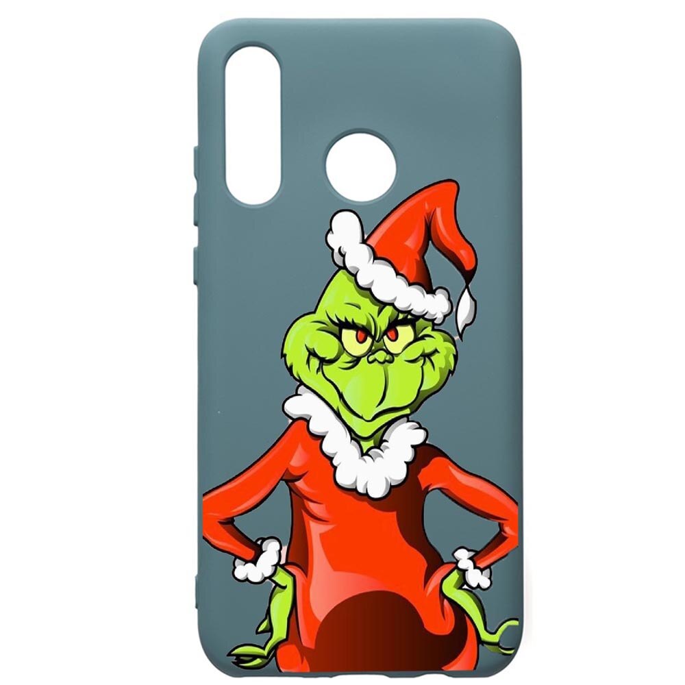 Husa Premium Silicon Compatibila Cu Huawei P30 Lite, Xmas Grinch, cu interiorul din material textil, protectie camera, Cornflower, PCF322