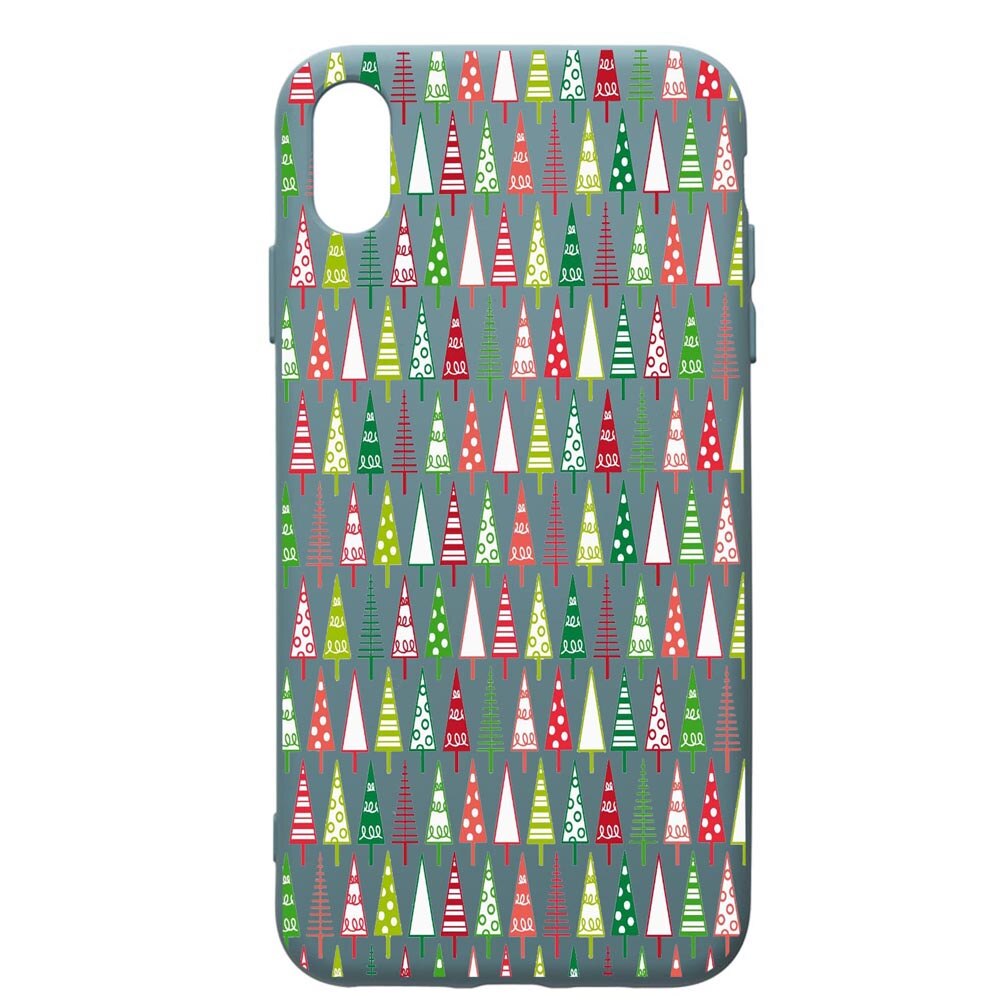 Husa Premium Silicon Compatibila Cu Apple iPhone XS Max, Xmas Tree, cu interiorul din material textil, protectie camera, Cornflower, PCF340