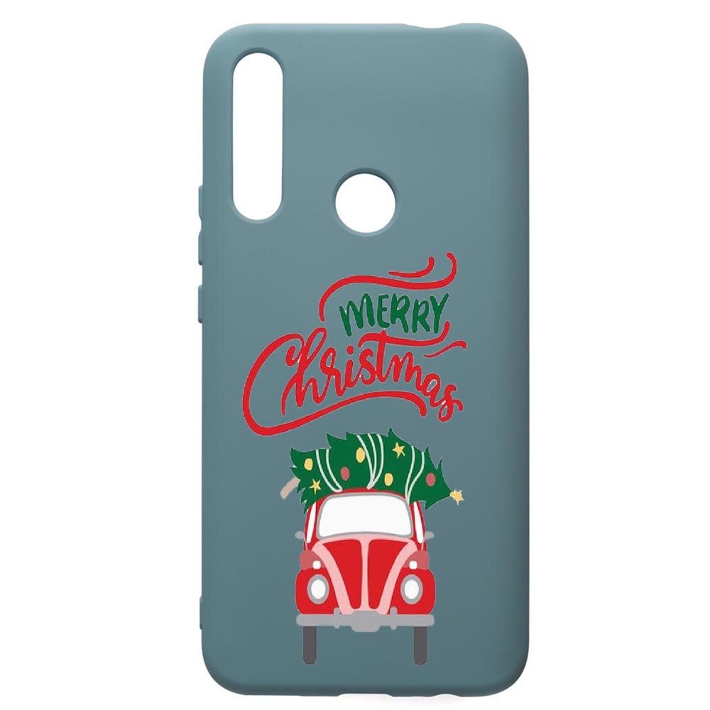Husa Premium Silicon Compatibila Cu Huawei Y7 2019, Merry Xmas, cu interiorul din material textil, protectie camera, Cornflower, PCF357