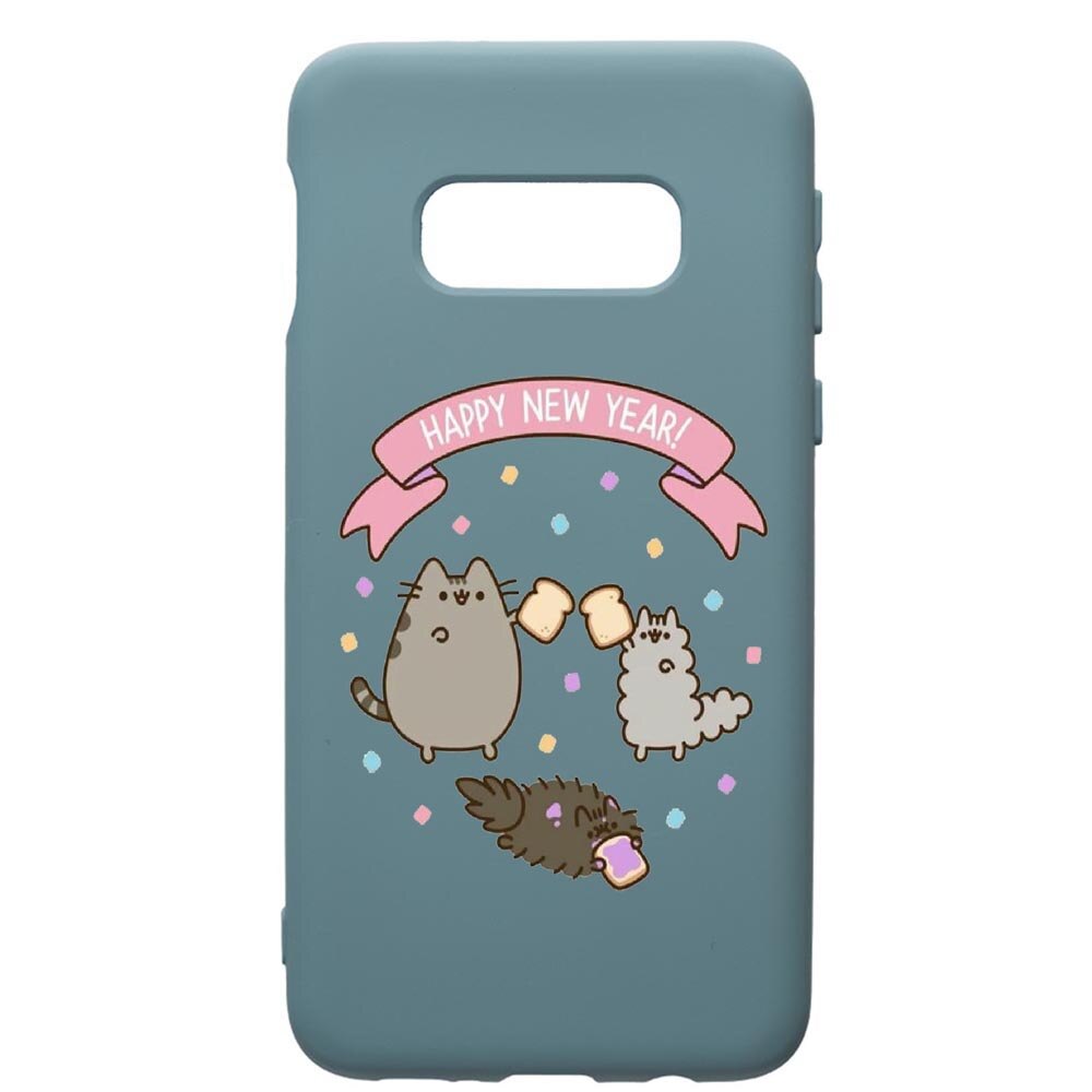 Husa Premium Silicon Compatibila Cu Samsung Galaxy S10, Happy New Year, cu interiorul din material textil, protectie camera, Cornflower, PCF356