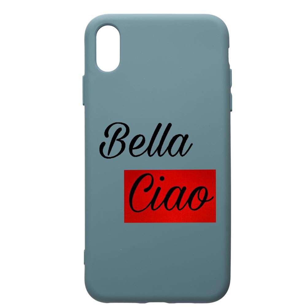 Husa Premium Silicon Compatibila Cu Apple iPhone XS Max, La Casa De Papel Ciao Bella, cu interiorul din material textil, protectie camera, Cornflower, PCF293