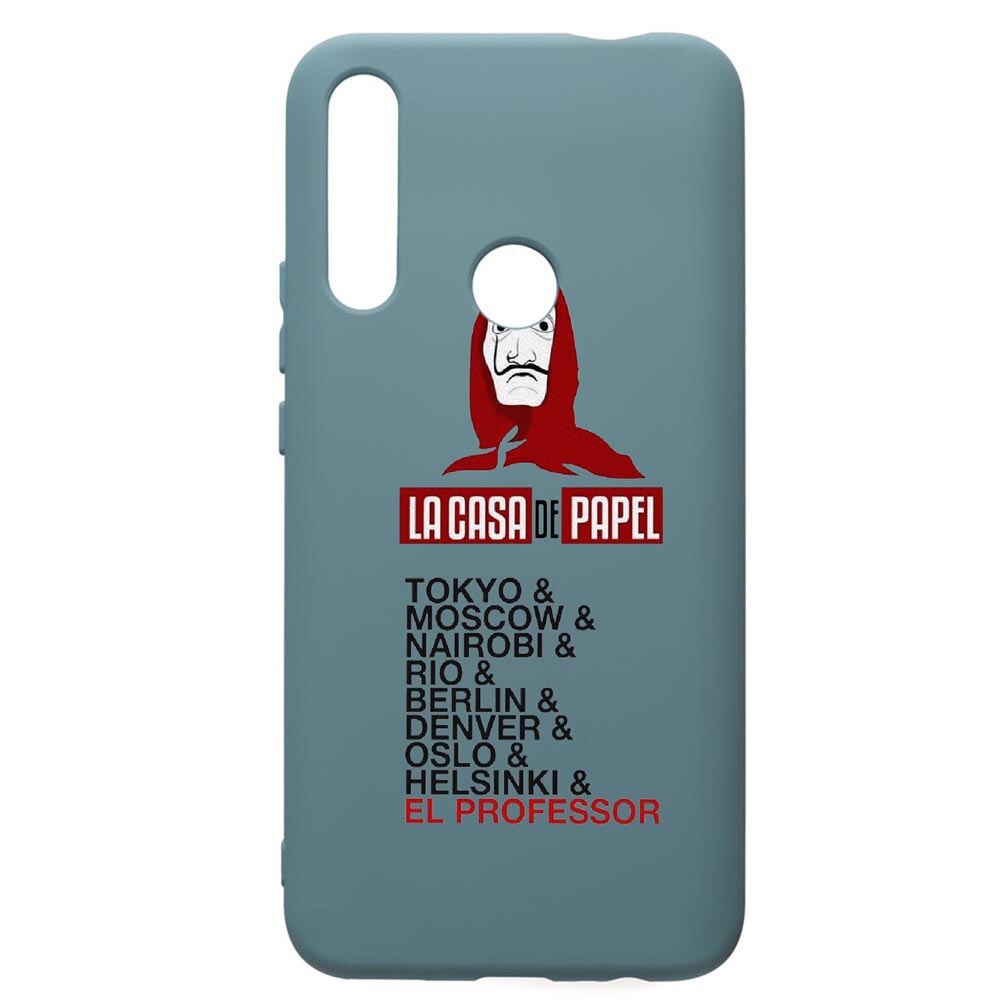 Husa Premium Silicon Compatibila Cu Huawei Y7 2019, La Casa De Papel, cu interiorul din material textil, protectie camera, Cornflower, PCF296