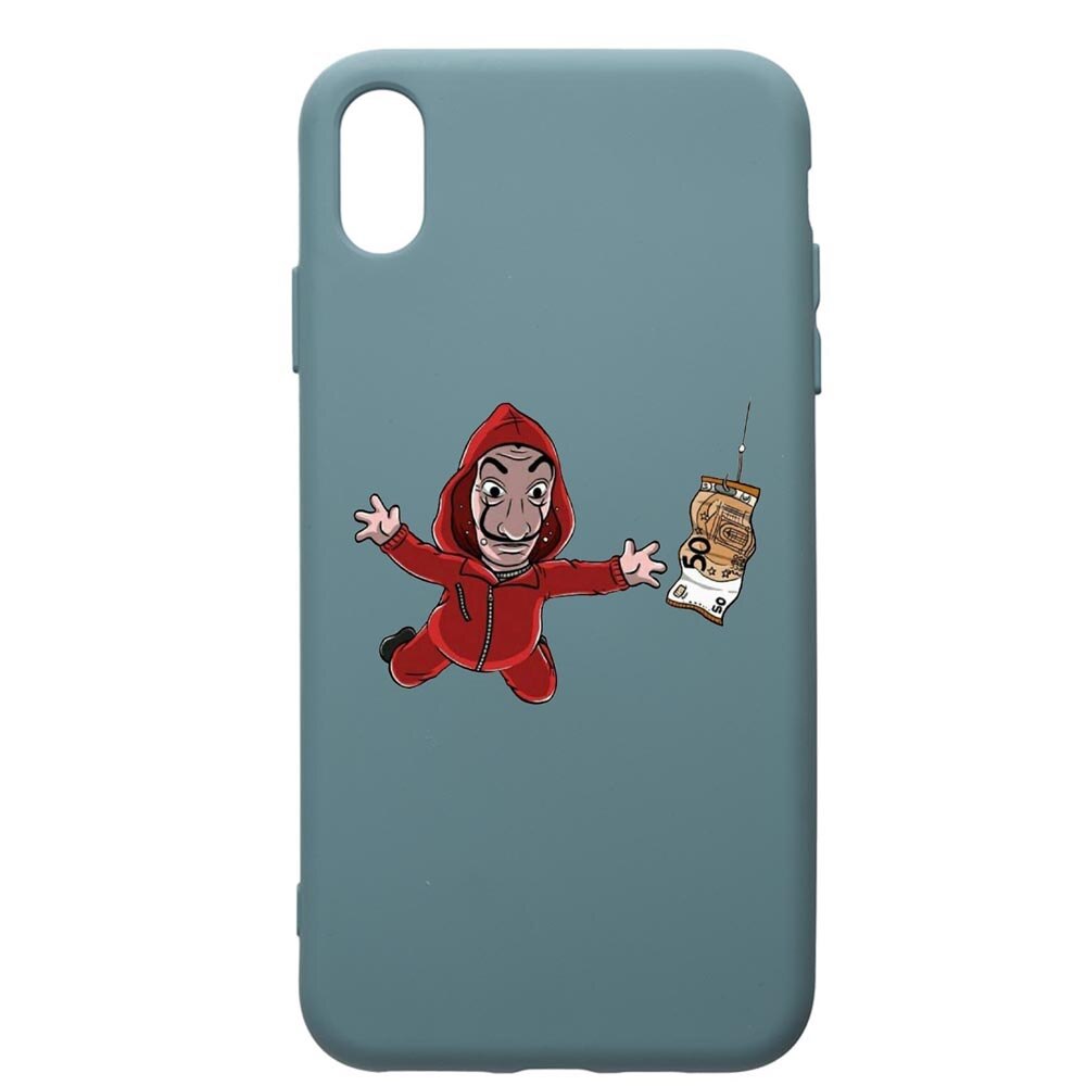 Husa Premium Silicon Compatibila Cu Apple iPhone XS Max, La Casa De Papel, cu interiorul din material textil, protectie camera, Cornflower, PCF294