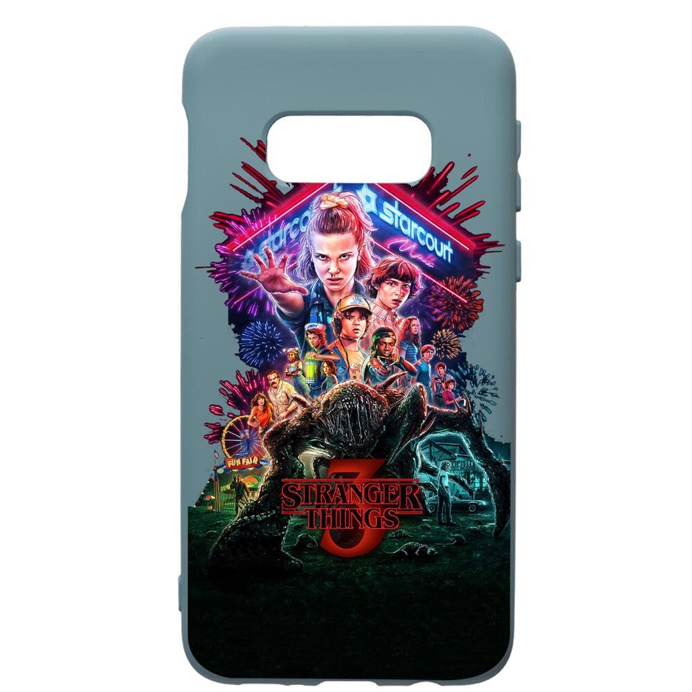 Husa Premium Silicon Compatibila Cu Samsung Galaxy S10, Stranger Things, cu interiorul din material textil, protectie camera, Cornflower, PCF372
