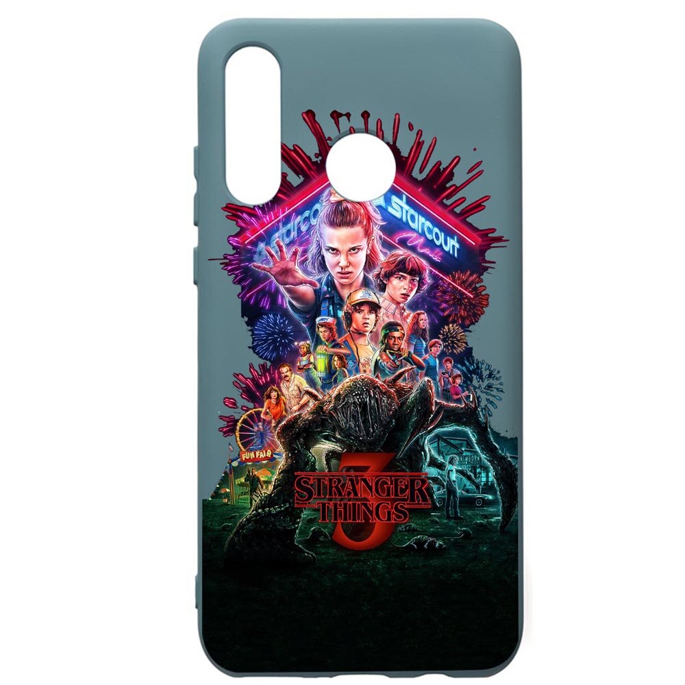 Husa Premium Silicon Compatibila Cu Huawei P30 Lite, Stranger Things, cu interiorul din material textil, protectie camera, Cornflower, PCF372